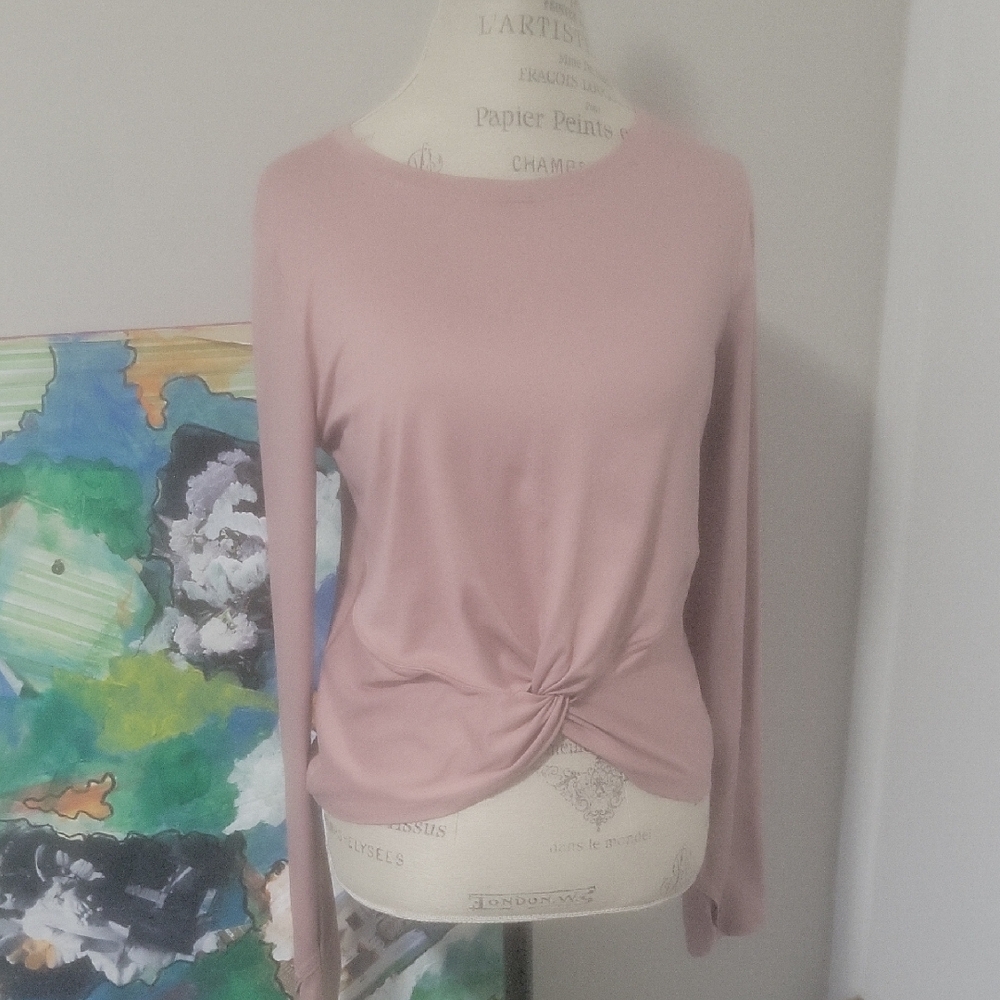 Zobha Mauve Long Sleeve Knotted Top